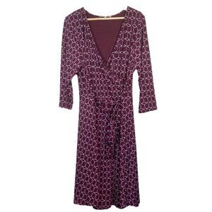 41 Hawthorn Dress Size 2X Burgundy A-Line Midi 3/4 Sleeve Stretch Tie Waist Date